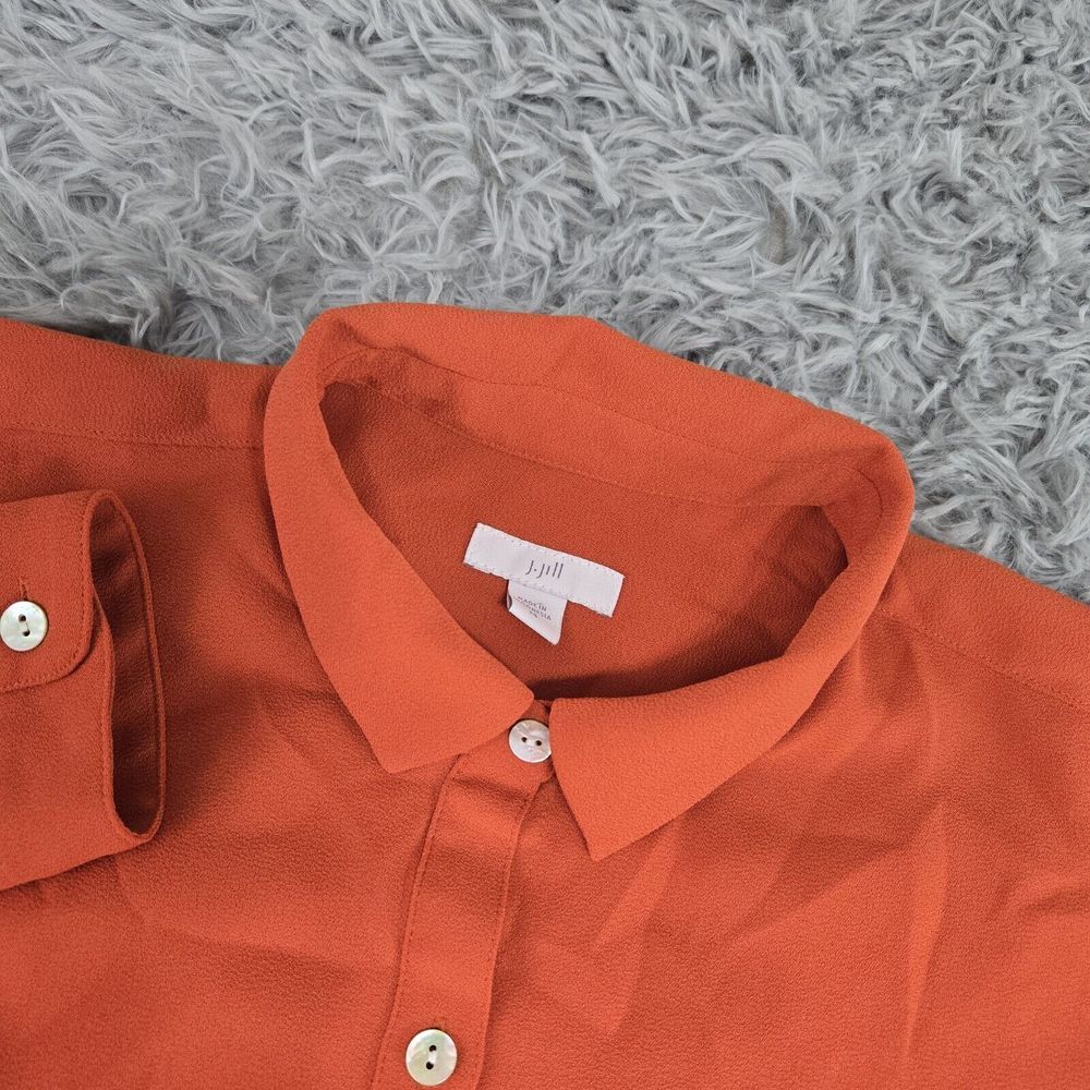 J.Jill 128361 Campari Womens XS Orange Button Front Shirttail Crepe L/S Shirt